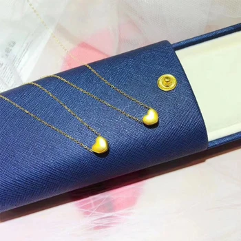 ANI 18K Au750 Solid Gul Guld Kæde Kvinder Engagement Halskæde Mini Style Fødselsdag Gave Hjerte Form Fashion 24k Guld Vedhæng