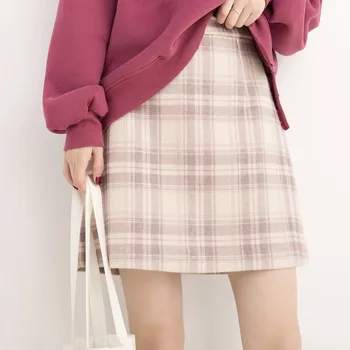 Plaid Mini Nederdele Kvinder A-linje Vintage Søde Dejlige Studerende, Høj talje koreanske Elegante Mode Enkel Alle-match Smarte Pige Ulzzang