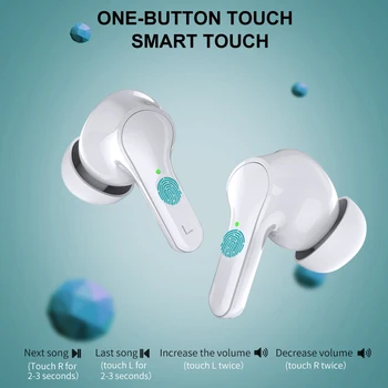 Trådløse Hovedtelefoner TWS Bluetooth-5.0 in-Ear IPX5 Vandtæt Dyb Bas Øretelefoner Indbygget Mikrofon Headset med Smarte Touch-Kontrol