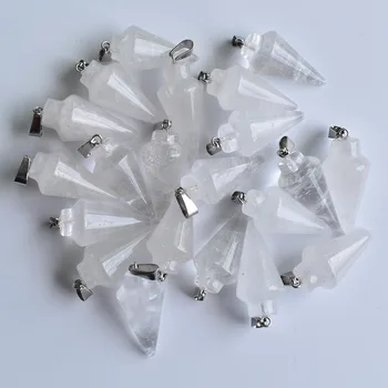 Mode hot sælger naturlige crystal pendul cirkulær Kegle charms Vedhæng til smykker at gøre 10stk/masse engros-gratis