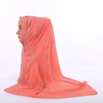 Fremme Salg! Premium-Chiffon Kvinders Tørklæde Hijab Med Fine Diamanter Mønster Kvindelige turban Muslimske Fest, Bryllup Tørklæde