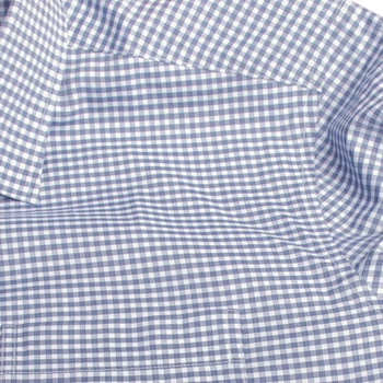 160s 2-lags Luksus-Tilpassede Kjole Skjorte Bomuld Blå Checker Business Skjorter 160s To-Lags Rynke Resistente Skræddersyet Mænd Shirts