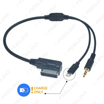 FEELDO 1PC Bil AMI/MDI Interface Til 3,5 mm Male Audio-AUX - + Lightning Stik Oplad Kun Adapter Kabel Til Mercedes Benz #FD6257