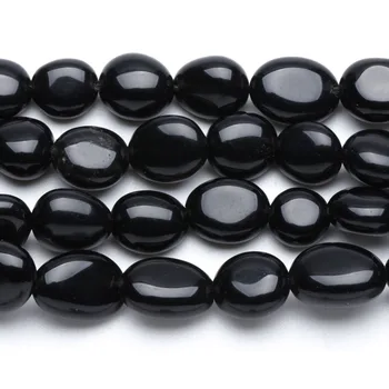 Naturlige smykker 6x8 / 8x10 mm uformelig sort turmalin Løse perler velegnet til smykker at gøre DIY Armbånd Halskæde