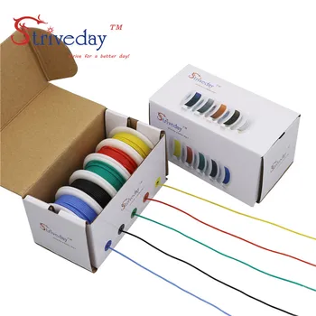 100 m( 10 farver Mix box 1+max 2 Stranded Wire Kit) 26AWG Fleksibel Silikone Gummi Wire Fortinnet Kobber tråd 32.8 fødder hver farver