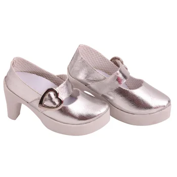 BJD 60 cm Dukker sko Moderigtigt shiny sølv hæle 1/3 Girl 75 cm dukke 7,5 cm kjole sko, legetøj, accessories b7-24