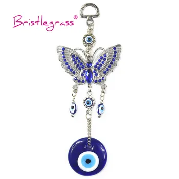 BRISTLEGRASS tyrkisk Blå Onde Øje Rhinestone Butterfly Amuletter Lucky Charms Væggen Hængende Pendel Velsignelse, Beskyttelse Gave Decor