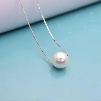 ANENJERY 925 Sterling Sølv Smykker, Enkle Hot Mode 10mm Perle Kæde kolye collares bijoux femme S-N55