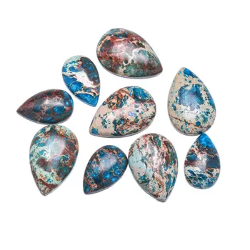 Naturlige Emperor Stone Cabochon Perler, Flad Bagside Vand Drop Form Uden Hul Løse Perler Til smykker at gøre DIY Ring tilbehør