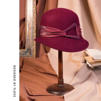 Vinter Hat til Kvinder 1920'erne Gatsby Stil Australien Uld Hat Vinter hue Lady Party Hatte Cloche Bonnet Femme Asymmetrisk Fedora