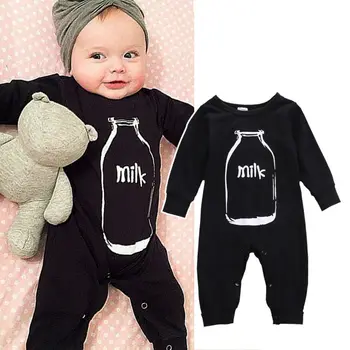AA Efteråret Nyfødte Spædbarn Baby Dreng Pige langærmet flaske Mælk Romper Bomuld Buksedragt Tøj Sleepsuit Udstyr