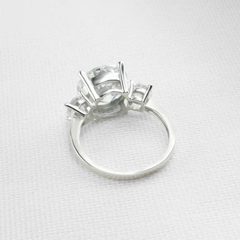 QYI 5 ct Klassiske forlovelsesringe 925 Sterling Sølv Runde Cut Sona Simuleret Diamond Lady Brude Ring Smykker Gaver