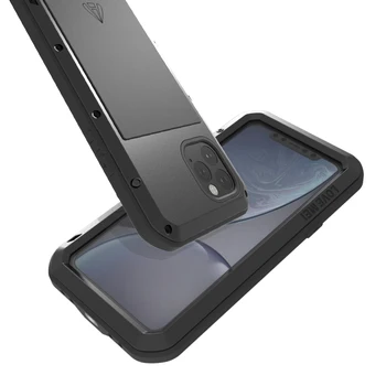 Stødsikkert Metal Tilfælde for iPhone11 Pro Max antal 12Mini XS-XR 7 8 SE Sag 360 Full Body Beskyttelse Gorilla Glas, Aluminium Cover Shell