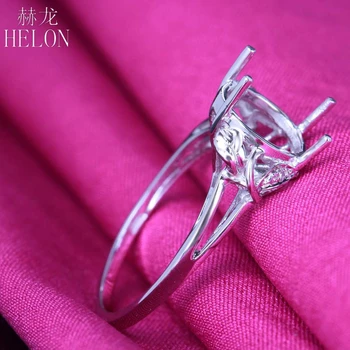 HELON Oval Cut 9x8mm Massivt 14K (AU585) Hvid Guld Bane Naturlige Diamanter Smykker Engagement Bryllup Semi Mount Ring engros