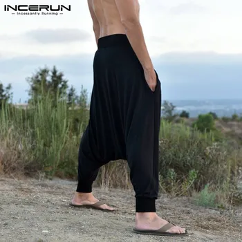 Sportslige Herre Harem Bukser Med Baggy Hiphop Ninja Drop-Crotch Cross-Bukser Sweatpant Buks Brede Ben Joggere Mænd Tøj Pantalon