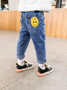 Drenge Jeans Tidevandet Børn Efteråret koreanske Version af den Smilende Ansigt Bukser Baby Western Stil 2020 Foråret Dreng børnetøj
