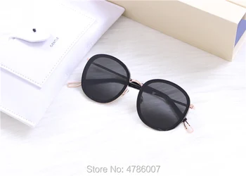 Solbriller Kvinder Mænd Retro Mode Runde solbriller UV400 Dobbelt næseryggen Metal og Acetat Stel med original læder box