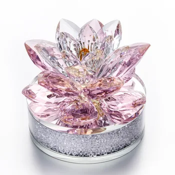 High-end Crystal Lotus Blomst Figurer Glas Brevpresser Bil Ornament Vindue Vedhæng fødselsdagsfest, Bryllup Indretning Fengshui Gaver