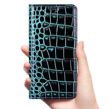 Krokodille Ægte Læder Telefonen Sagen For Huawei Y3 Y5 Y5C Y5-2 Y6 Y7 Y9 Lite Prime 2017 2018 2019 Flip Stå dække
