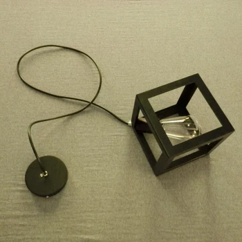 Nordisk Stil Vintage Vedhæng Lys LED Pendel Metal Cube Bur Lampeskærm Belysning Hængende lampe til Hjemmet Dec