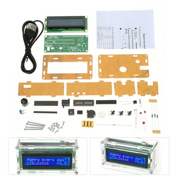 Digitalt Ur DIY Kit Dato, Tid, Temperatur Display med Gennemsigtig Sagen LCD-displayet temperatur, dato og dag
