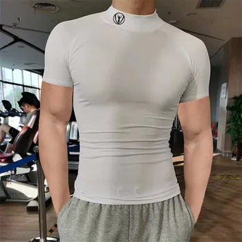 Mode til Mænd Stramt Fitness Tøj Mærke Bodybuilding Mænd T-shirt Jogger Afslappede Udendørs Mode kortærmet Top herretøj