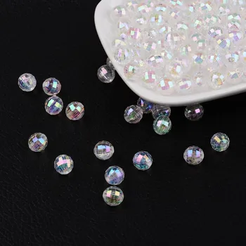 500g Miljømæssige Facetteret Gennemsigtig Acryl Runde Perler 6mm 8mm for smykker at gøre DIY Indretning Tilbehør