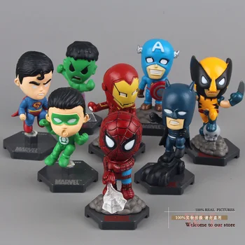 Marvel Avengers Superhelte Kaptajn Amerikanske Hulk, X-men, Spiderman Mini PVC-Action Figur Legetøj Dukker 8stk/sæt