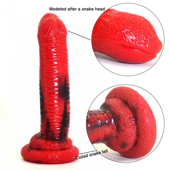 YOCY stort hoved dildo dyr slange, silicone butt plugs erotisk anus massageapparat sex produkter rød sort pik gay sex legetøj til kvinder, mænd