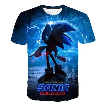 Høj kvalitet Sonic the Hedgehog T-Shirt Drenge Piger 3D-Tegnefilm Populære film børnetøj Kort Sjove T-shirt Kids Tøj