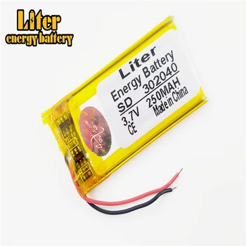 3,7 V v 250mah 302040 polymer lithium-ion / Li-ion batteri til SMART UR,GPS,mp3,mp4,mobiltelefon,DVD -, HØJTTALER