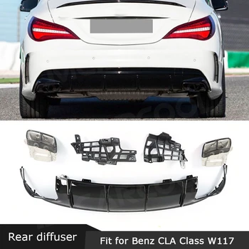 ABS Bageste Diffusor med Udstødning Tips til Mercedes-Benz CLA-Klasse W117 CLA260 CLA45 AMG Stil 2013-2019 Tilbage Kofanger Læbe Vagt