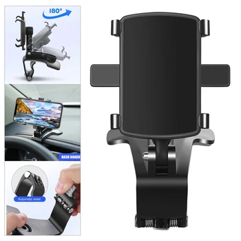 Bil telefonholder 360 Grader Universal Smartphone Står Car Rear View Mirror, Parasol Dashboard Mobiltelefon Holder GPS-Mount