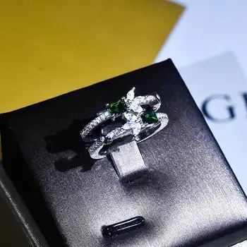 Fine Vielsesringe Flere Stilarter Valg Indlæg Grønne Zircon Geometri Charme Smykker Til Kvinder Erklæring Jubilæum Gaver
