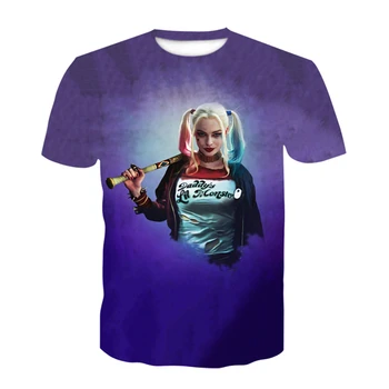 Selvmord Squads 3D Printet T-Shirt Mænd Joker Ansigt Afslappet O-hals Mandlige Tshirt Klovn Korte Ærmer Cosplay Sjove T-shirts