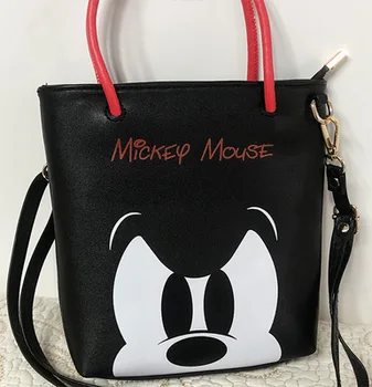 Søde Disney Rygsæk Kvinder Mickey Mouse Tegnefilm Stor Kapacitet Håndtaske Piger Skulder PU Cross-Body Ransel Mode Gaver Legetøj