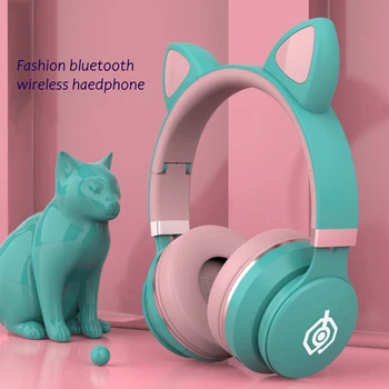 Trådløse Hovedtelefoner Frugt Farverige Hifi Stereoanlæg med Kat Øre Mic Tf-kort, Bluetooth 5.0 Øretelefon Piger Elsker Søde Pige Gaver LED31
