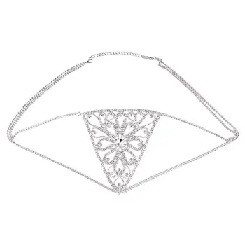 Sexet Blomst Rhinestone Luksus Kvinde Underwear Trusser Krop Smykker Talje Kæde Justerbar Crystal G-Streng Kæde Smykker Party Gave