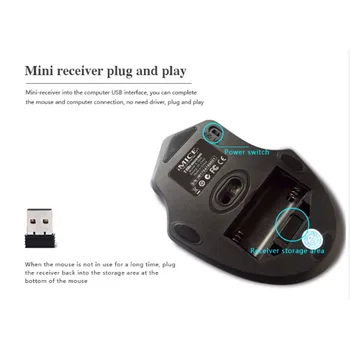 Trådløse Gaming Mus 2000DPI Justerbar USB 3.0-Modtager Optisk Computer Mus På 2,4 GHz Ergonomisk Design For PC Gamer Fortnite