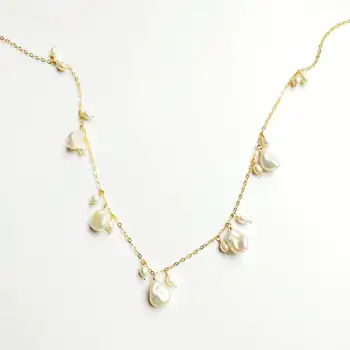 Lii Ji Barok Perle Kæde Hvid ferskvandsperle Perler Ameican 14K Guld Fyldt Sarte Prinsesse Halskæde Til Gave