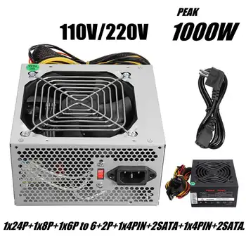 Max 1000W Strømforsyning PSU PFC Silent Fan 24pin ATX 12V PC Computer SATA Gaming PC Strømforsyning Til Intel AMD Computer