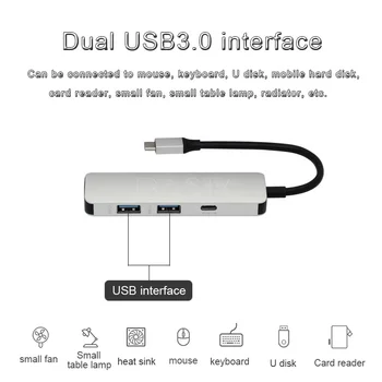 Basix USB-C-HUB til HDMI Thunderbolt 3 Adapter til MacBook Samsung Galaxy S9 Huawei P20 Mate 20 Pro Type C USB 3.0 HUB