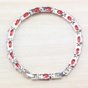 Sølv Farve Attraktive Røde Garnet Armbånd Sundhed, Mode Smykker Til Kvinder Gratis smykkeskrin SL115