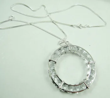 10stk 56*50MM Smuk rund krystal Sølv legering halskæde damer halskæde smykker P116