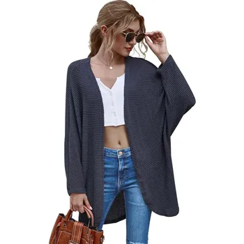 2020 Efteråret Tynd Strikket Cardigan Sweater Kvinder Afslappet Langærmet Ensfarvet Pels Løse Toppe Kvindelige Oversize Vintage Trøje