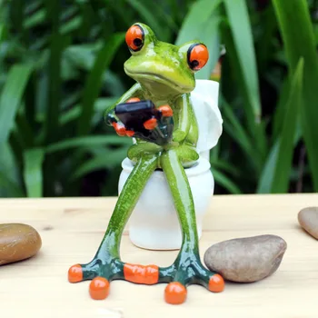 Moonvvin 3D Håndværk Harpiks Kreative Riding Frog Model Figur Søde Tegneserie Frog Hjem Kontor Bordplade Decor Gave Fødselsdagsgave