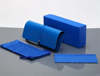 Bærbare Solbriller Læder Taske Til Kvinder, Mænd Red Blue Fashion Blød Taske Sæt Unisex Brille Max Beskyttelse Emballage