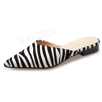 BERZIMER Trendy Kvinder 1CM Fladskærms Hæle Sandaler Dias Anti Glat Zebra Shoes Muldyr Sommer Sko Kvinde i Stor Størrelse 39 41 42