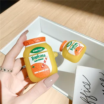 Brand Orange juice Drink 3D-case Til AirPods 1 2 pro opladning max blød silikone Trådløse bluetooth hovedtelefoner beskytte dække coque