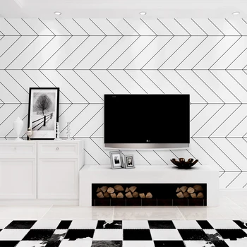 Dekoration Maison Nordiske Sort Hvide Striber tapeter Home Decor Minimalistisk Ins Geometriske Tapet til stuen, Soveværelset